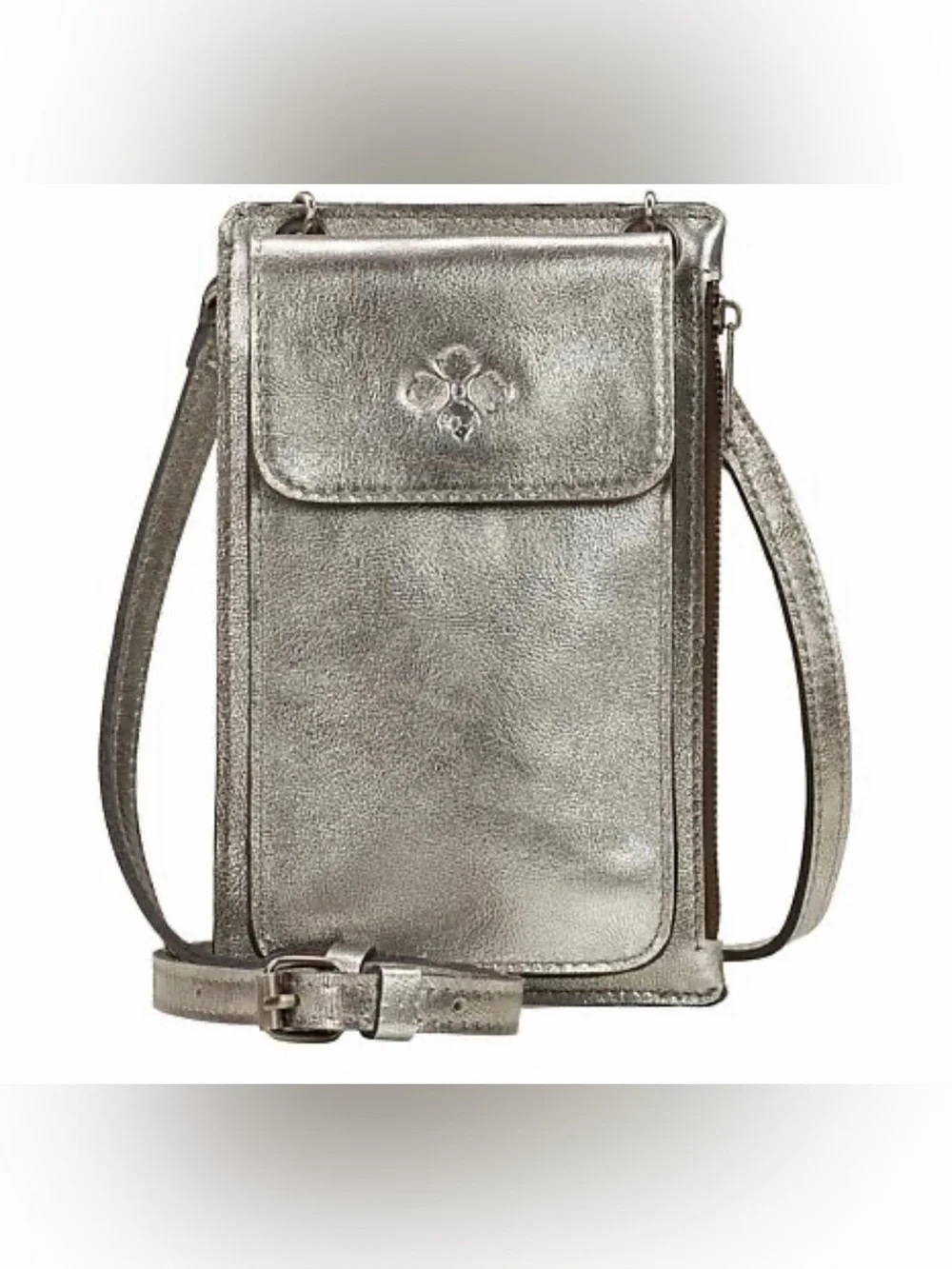 Nwt Patricia Nash metallic silver Chiavella Phone wallet Crossbody bag
